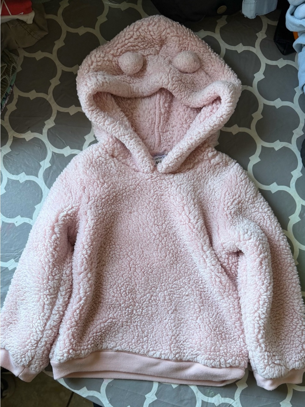 Carter's Light Pink Sherpa Hoodie with Ear Details